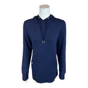 AmberNoon II by Dr. Erum Ilyas SunCozy Hooded Tunic navy blue XS sweater dress